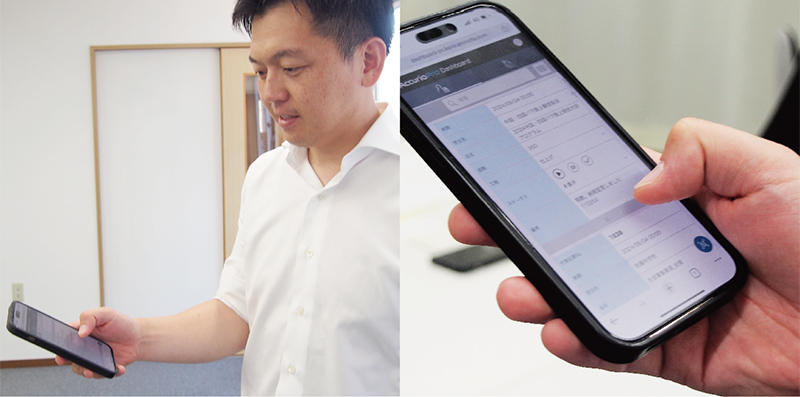 モバイルで進捗チェックをする近森社長