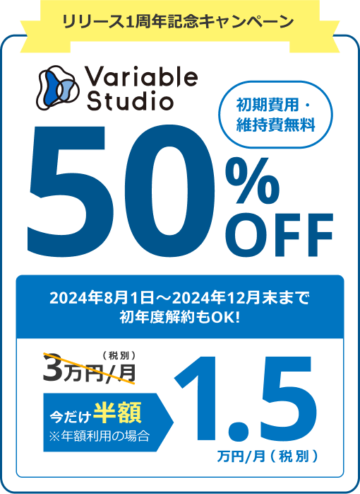 Variable Studio リリース1周年記念キャンペーン