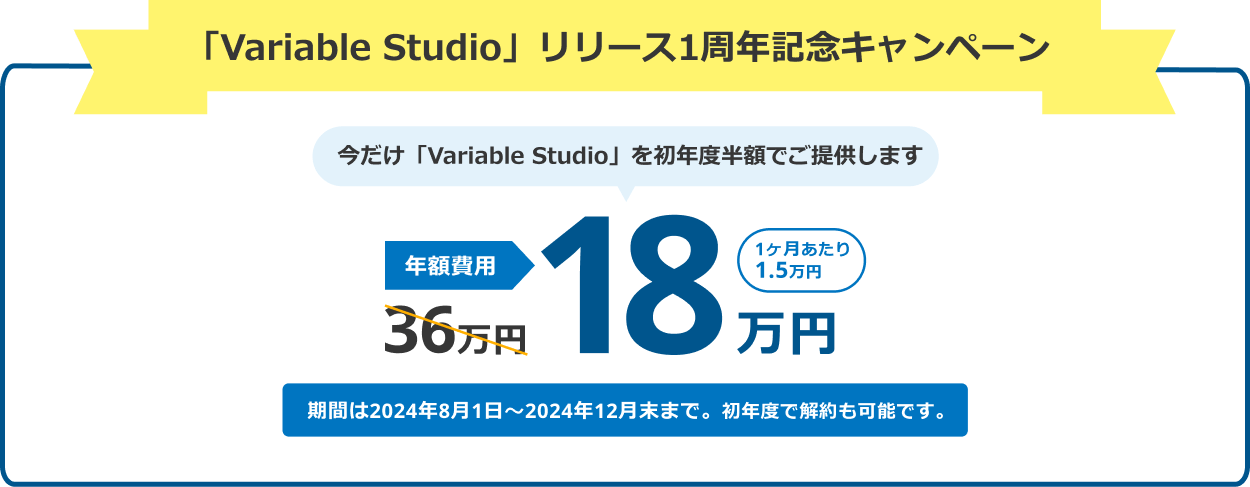 Variable Studio リリース1周年記念キャンペーン