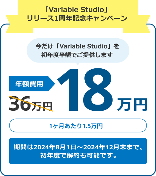 Variable Studio リリース1周年記念キャンペーン